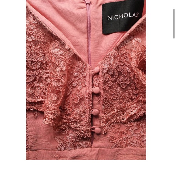 NICHOLAS Octavia Lace Pencil Midi Dress in Blush Pink / US 8 / Wedding - Picture 9 of 16